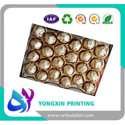 Different color with custom shape aluminium foil wrapper for candy or chocolate