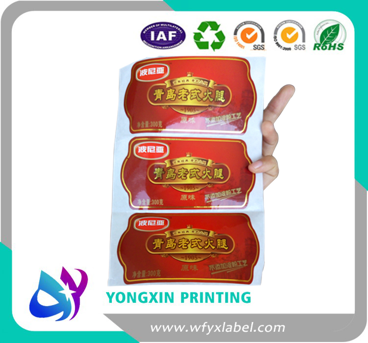high quality printing adhesive stickers,  gold stamping ,glossy paper