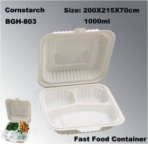3 parts Disposable Cornstarch Biodegradable Take out Lunch Box