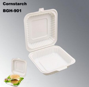 Corn Material 1200ml Lunch Box Bgh-0901 Biodegradable Eco-Friendly Disposable Tableware