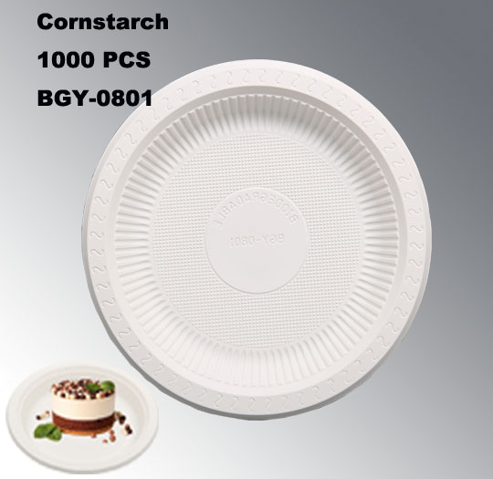New Cornstarch Material Eco-Friendly China Made 8 Inches Disposable Plate Dishes