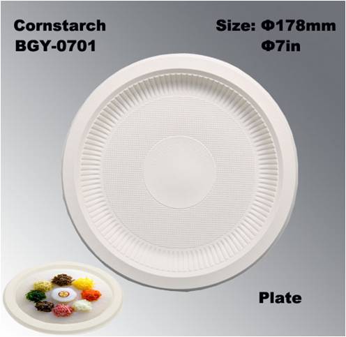 7 Inches High Quality Disposable Biodegradable Cornstarch Tableware Dishes Plates