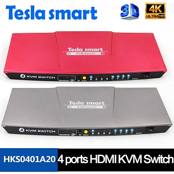 4 Port HDMI KVM Switch with IR 4K USB2.0 KVM Switch 4x1 HDMI Switch