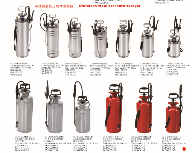 7L, 9L, 11L Metal Iron Bottle Anti-Rust Hand Pressure Air Compression Manual Sprayer (SX-CS2007/9/11)