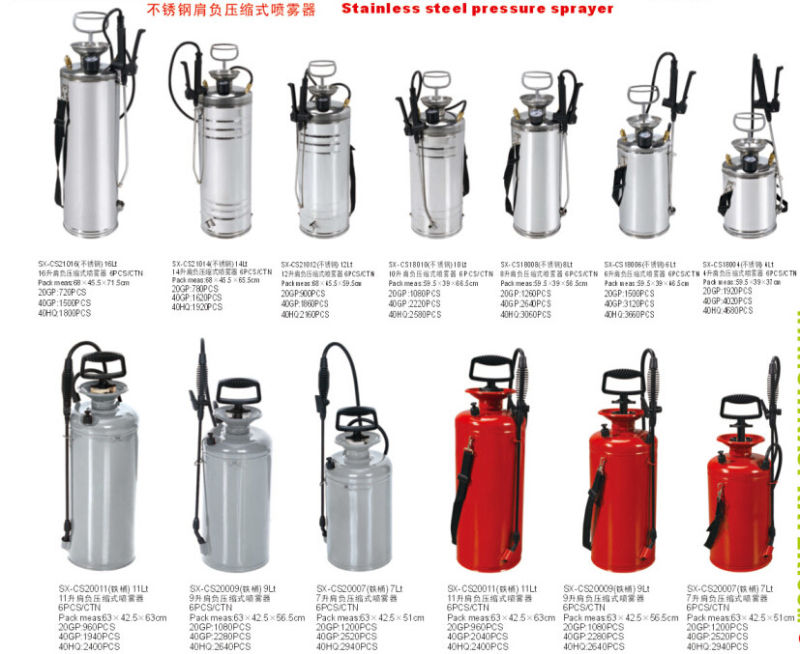 4L Stainless Steel SUS-304 Anti-Rust Hand Pressure Air Compression Manual Sprayer (SX-CS18004)