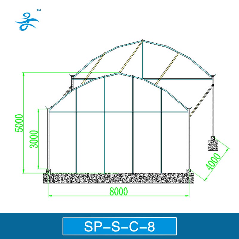 Sp-S-C-8 Tunnel Plastic Film Greenhouse