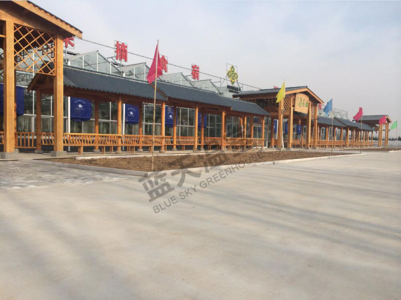 Glass Greenhouse Top Covered by PC Sheet Used as Eco Hotel