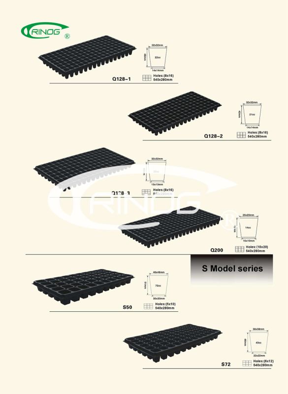 6 cells nursery trays in plastic for growing