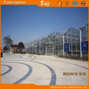 High Yield Glass Greenhouse with Drip Irrigation System