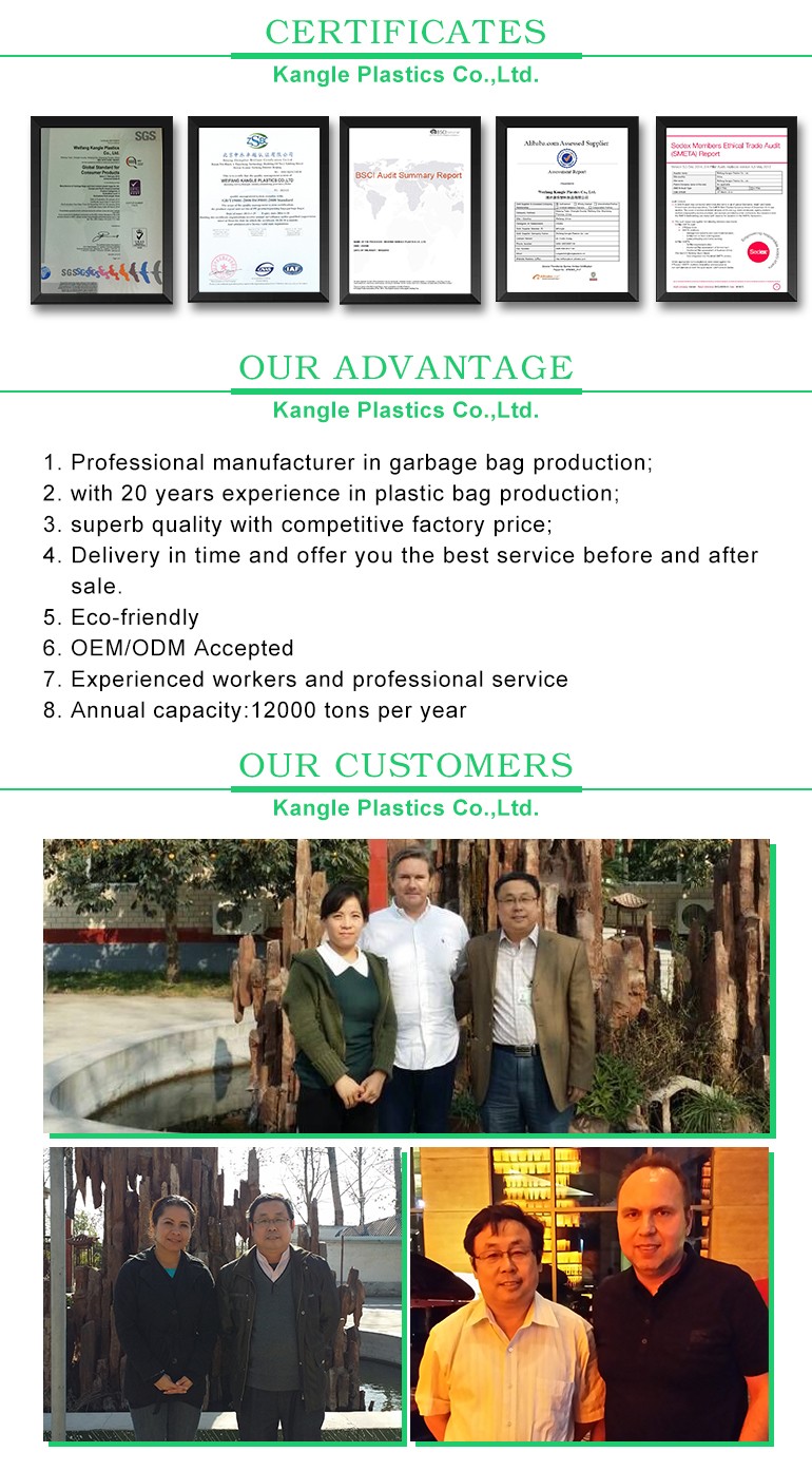 High Quality 100% Virgin Material Disposable Flat Garbage Bag