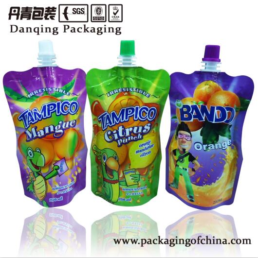 Drink Stand up Pouch with Spout, Fruit Juice Plastic Bags