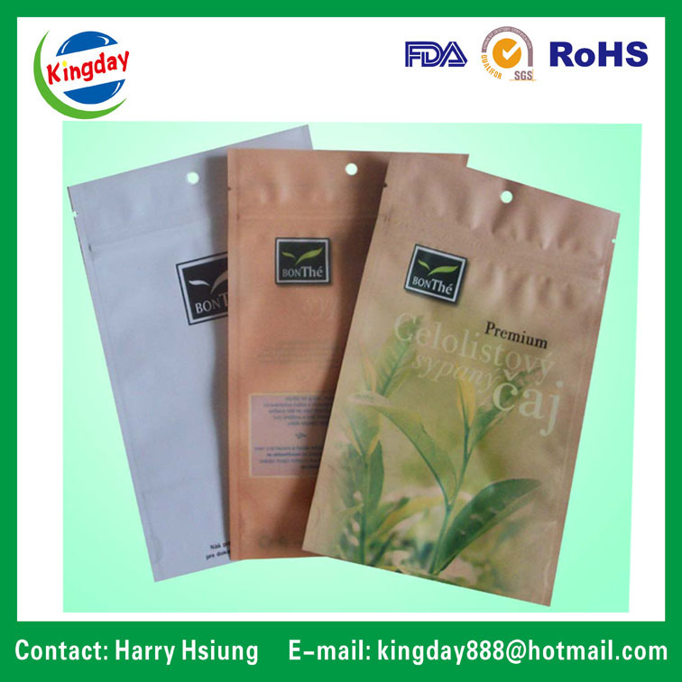 Metallic Material Standup Tea Bag with Ziplock