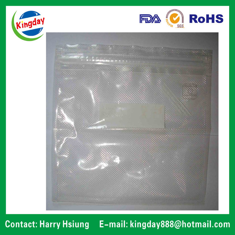 Ny & PE Co-Extruding Vacuum Bag with Air Channel and One-Way Valve and Net Embossed, 2 Lines Zip Lock or Zipper