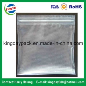 Ny &amp;amp; PE Co-Extruding Vacuum Bag with Air Channel and One-Way Valve and Net Embossed, 2 Lines Zip Lock or Zipper