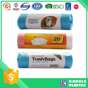 OEM HDPE Drawstring Rubbish Bag on Roll
