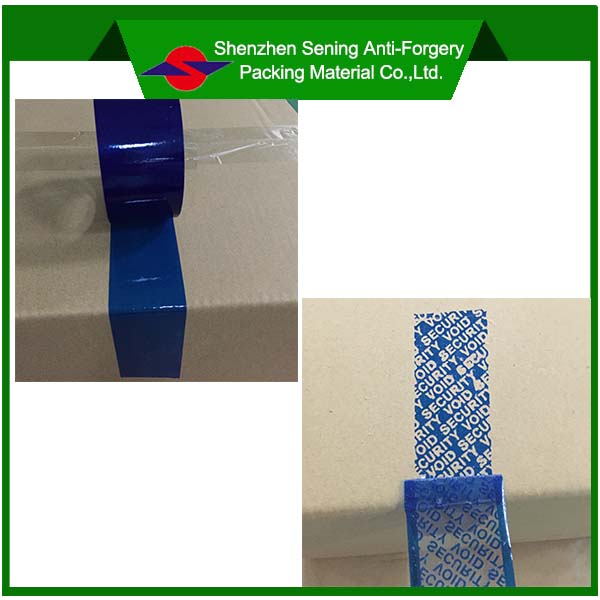 Pet Blue Non Residue Adhesive Security Void Sealing Tape